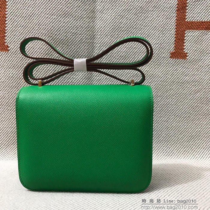 HERMES愛馬仕 H空姐包 進口原廠EP皮 頂級蜜蠟製作 街拍必備單品 竹子綠金銀 單肩斜挎包  Ama1557